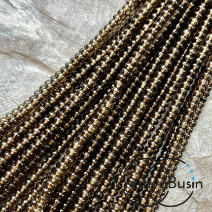 Раухтопаз, дымчатый кварц, рондель гладкий 3х4 мм (нить, ок. 90 шт.)