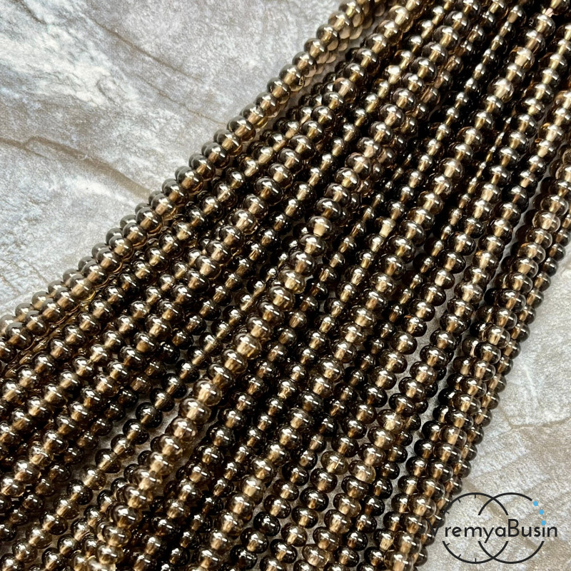 Раухтопаз, дымчатый кварц, рондель гладкий 3х4 мм (нить, ок. 90 шт.)