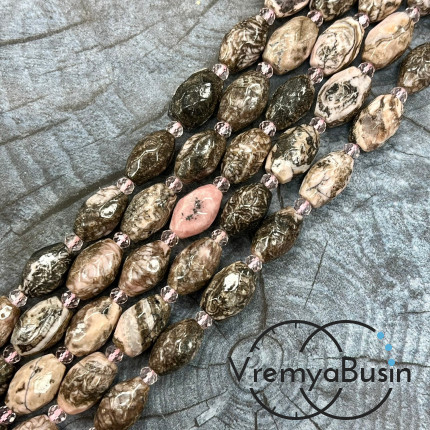 Родохрозит, бочонок граненый, ок. 10х15 мм (нить, ок. 22 шт.)