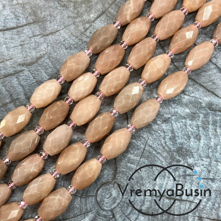 Солнечный камень, бочонок граненый, ок. 10х15 мм (нить, ок. 22 шт.)