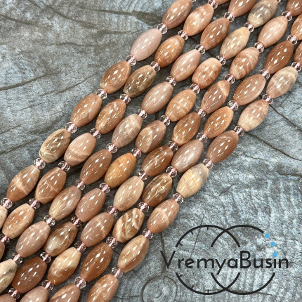 Солнечный камень, бочонок гладкий ок. 8х14 мм (нить, ок. 24 шт.)  