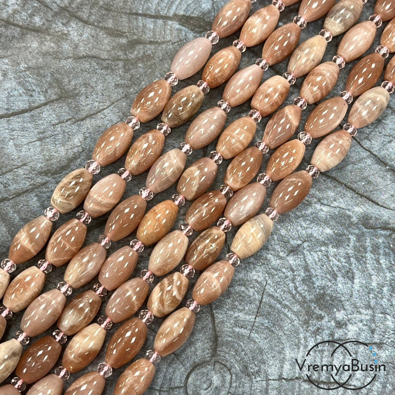 Солнечный камень, бочонок гладкий ок. 8х14 мм (нить, ок. 24 шт.)  