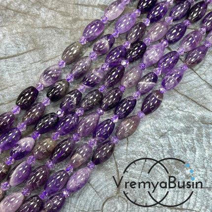 Аметист,   бочонок гладкий ок. 8х14 мм (нить, ок. 24 шт.)