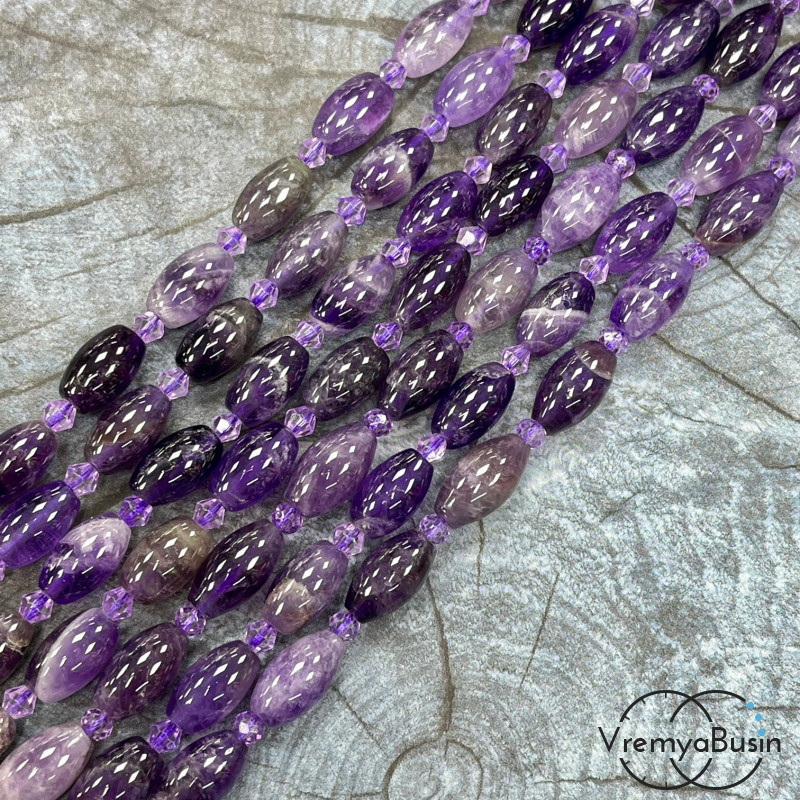 Аметист,   бочонок гладкий ок. 8х14 мм (нить, ок. 24 шт.)