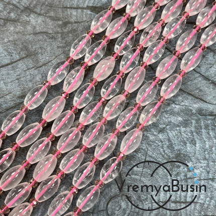 Розовый кварц,   бочонок гладкий ок. 8х14 мм (нить, ок. 24 шт.)