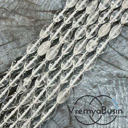 Горный хрусталь,   бочонок гладкий ок. 8х14 мм (нить, ок. 24 шт.)