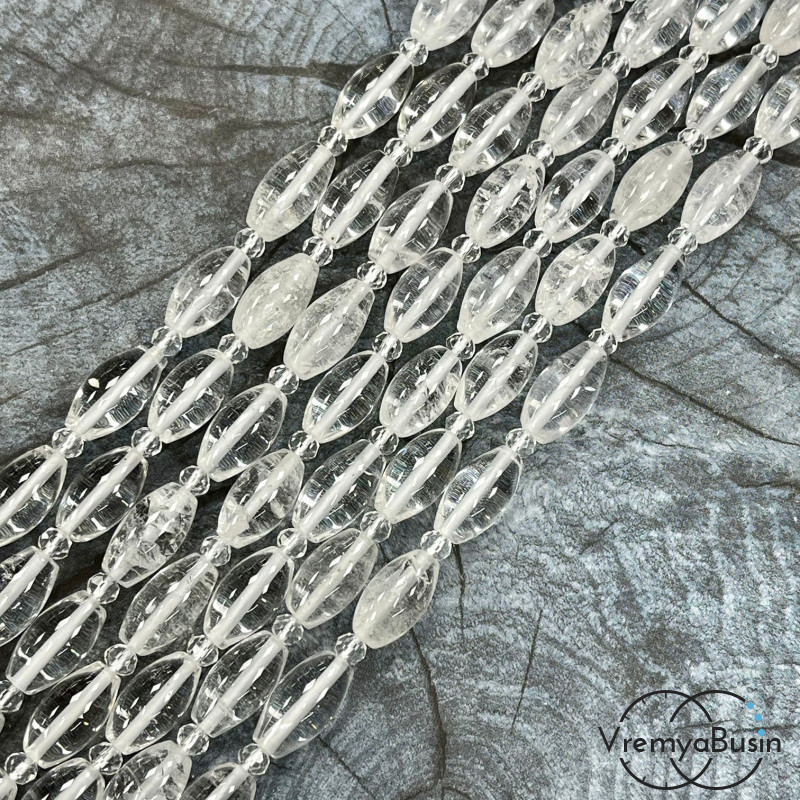 Горный хрусталь,   бочонок гладкий ок. 8х14 мм (нить, ок. 24 шт.)