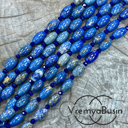 Лазурит,   бочонок гладкий ок. 8х14 мм (нить, ок. 24 шт.)
