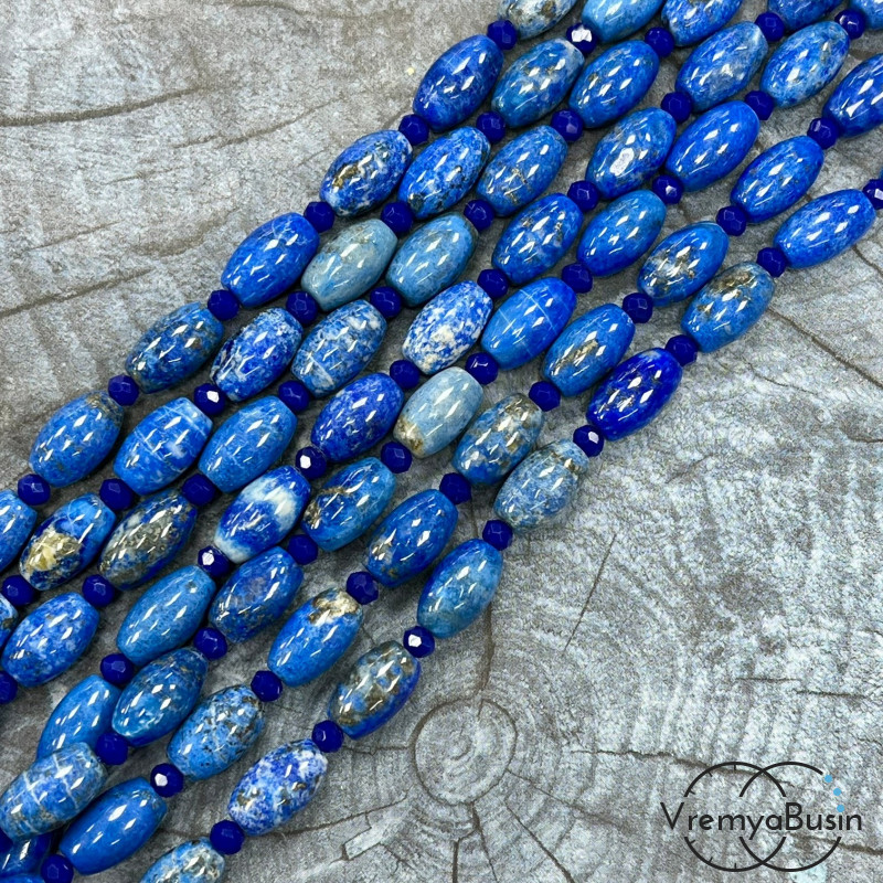 Лазурит,   бочонок гладкий ок. 8х14 мм (нить, ок. 24 шт.)