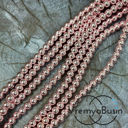 Гематит, шарик гладкий 6 мм, цв. розовый    (нить, ок. 65 шт.)