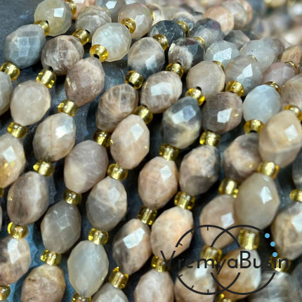Солнечный камень, бочонок с ювелирной огранкой, ок. 6х8 мм (нить, ок. 38 шт.)