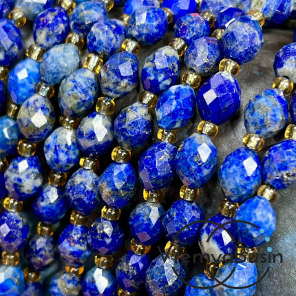 Лазурит, бочонок с ювелирной огранкой, ок. 6х8 мм (нить, ок. 38 шт.)