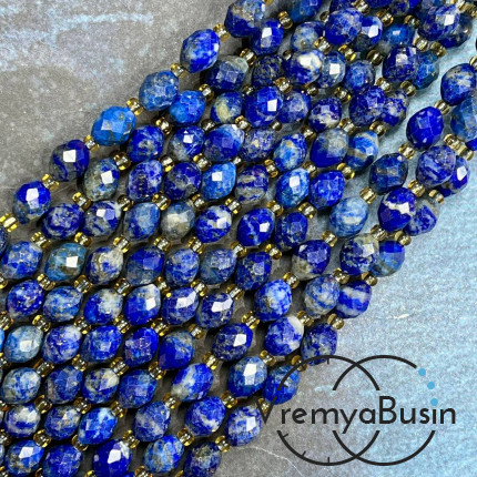 Лазурит, бочонок с ювелирной огранкой, ок. 6х8 мм (нить, ок. 38 шт.)