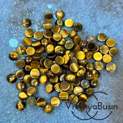 Тигровый глаз, кабошон круглый 6 мм (упак. 10 шт.)