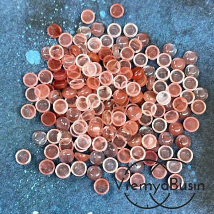 Халцедон розовый, кабошон круглый 6 мм (упак. 10 шт.)