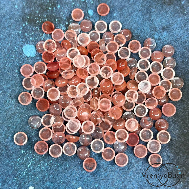 Халцедон розовый, кабошон круглый 6 мм (упак. 10 шт.)