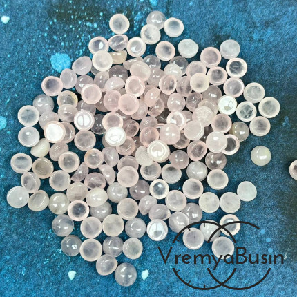 Розовый кварц, кабошон круглый 6 мм (упак. 10 шт.)