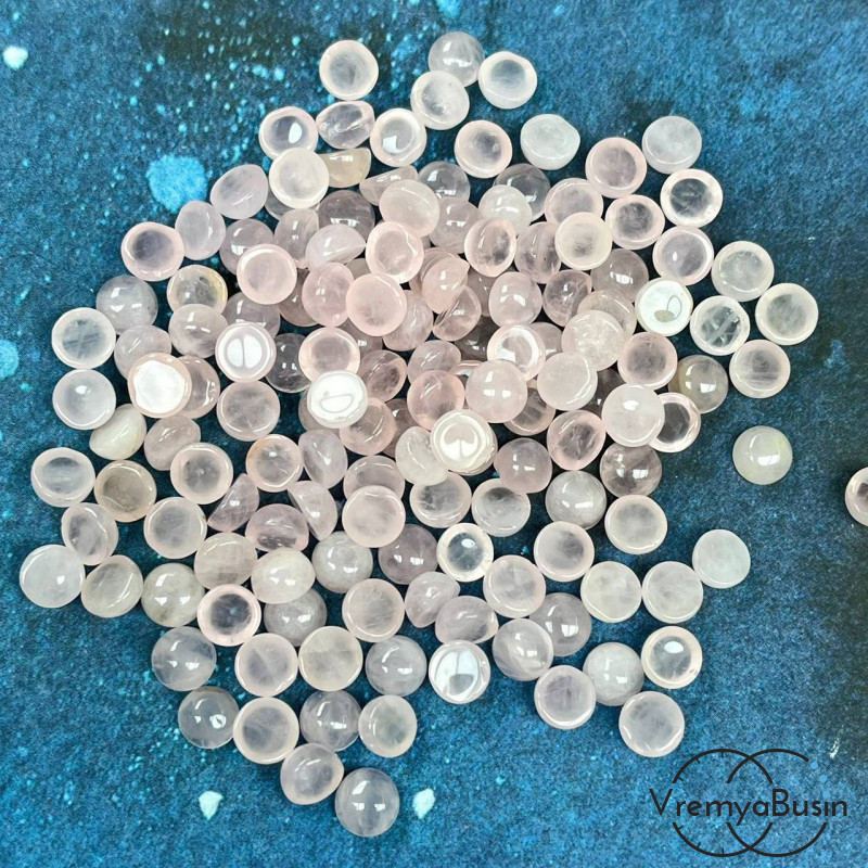 Розовый кварц, кабошон круглый 6 мм (упак. 10 шт.)