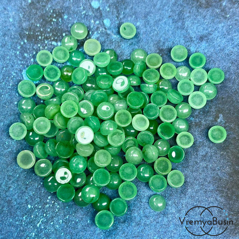 Нефрит, кабошон круглый 6 мм (упак. 10 шт.)