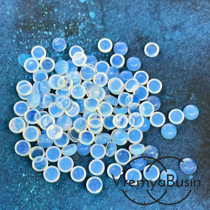 Лунный камень имит., кабошон круглый 6 мм (упак. 10 шт.)