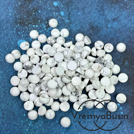 Кахолонг, кабошон круглый 6 мм (упак. 10 шт.)