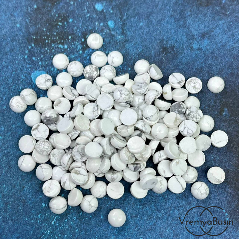 Кахолонг, кабошон круглый 6 мм (упак. 10 шт.)