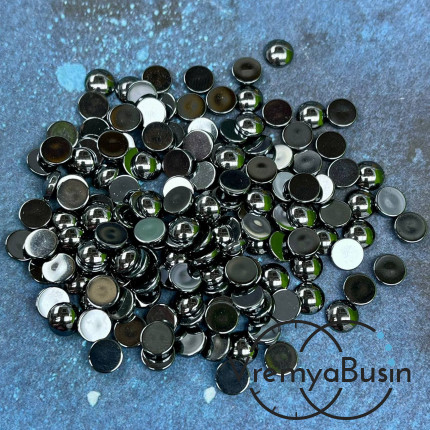 Гематит, кабошон круглый 6 мм (упак. 10 шт.)