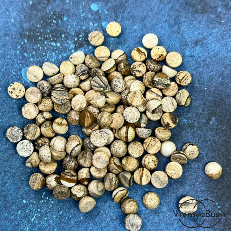 Яшма пейзажная, кабошон круглый 6 мм (упак. 10 шт.)