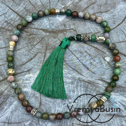 Яшма индийская. Четки православные из гладких бусин 8 мм, 50 камней (1 шт.)