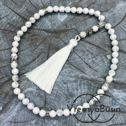 Агат белый. Четки православные из гладких бусин 8 мм, 50 камней (1 шт.)