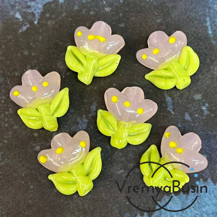 Бусина из стекла лэмпворк "Цветочек", 20х18х10 мм (1 шт.)