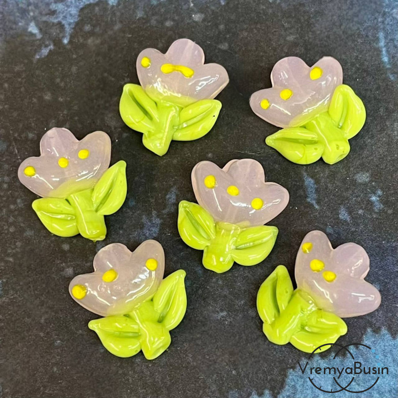 Бусина из стекла лэмпворк "Цветочек", 20х18х10 мм (1 шт.)