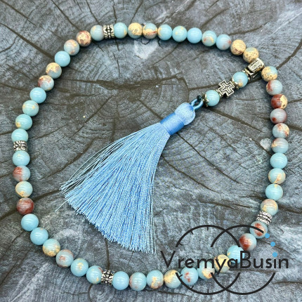 Варисцит. Четки православные из гладких бусин 8 мм, 50 камней (1 шт.)