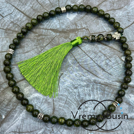 Змеевик. Четки православные из гладких бусин 8 мм, 50 камней (1 шт.)