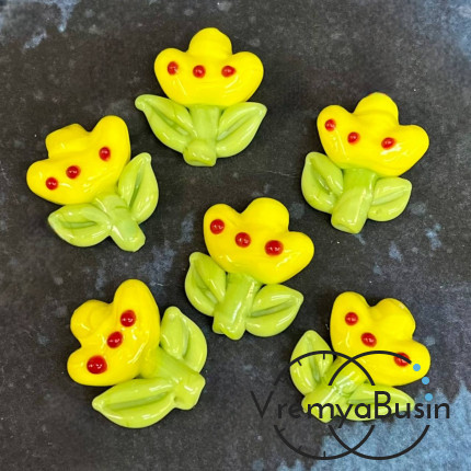 Бусина из стекла лэмпворк "Цветочек", 20х18х10 мм (1 шт.)