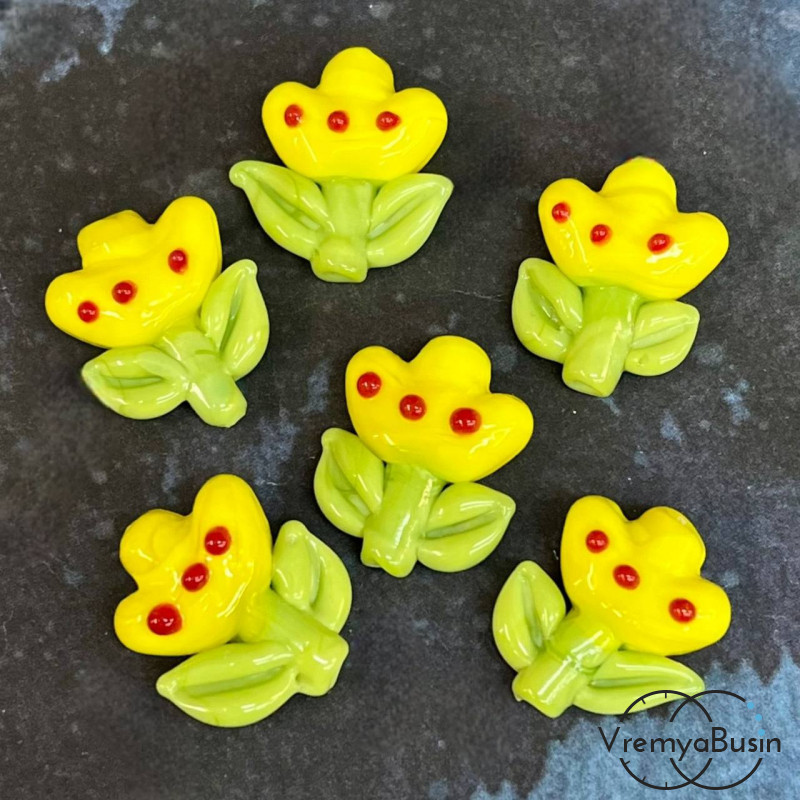 Бусина из стекла лэмпворк "Цветочек", 20х18х10 мм (1 шт.)