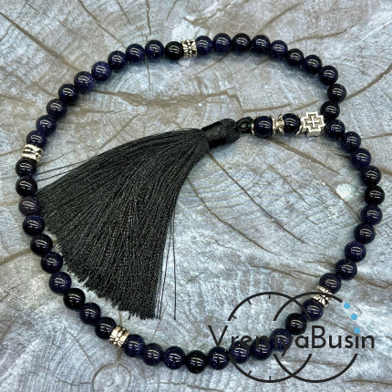 Авантюрин синий. Четки православные из гладких бусин 8 мм, 50 камней (1 шт.)