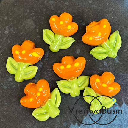 Бусина из стекла лэмпворк "Цветочек", 20х18х10 мм (1 шт.)