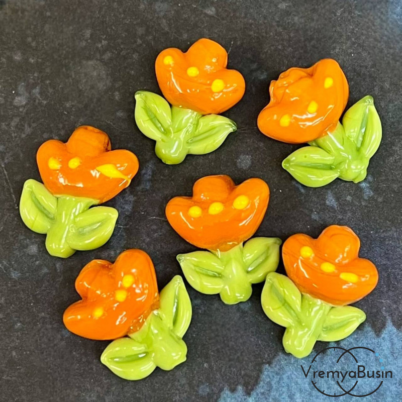 Бусина из стекла лэмпворк "Цветочек", 20х18х10 мм (1 шт.)