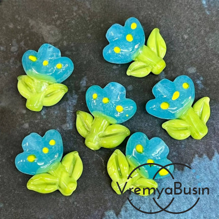 Бусина из стекла лэмпворк "Цветочек", 20х18х10 мм (1 шт.)