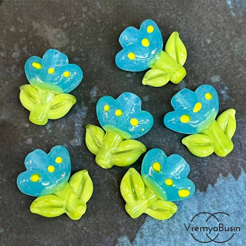 Бусина из стекла лэмпворк "Цветочек", 20х18х10 мм (1 шт.)