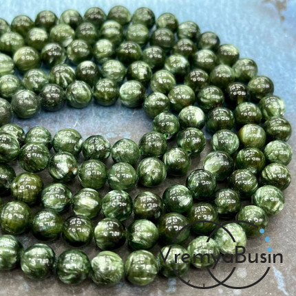 Серафинит натур., шарик гладкий, 8 мм (1/2 нити, ок. 24 шт.)