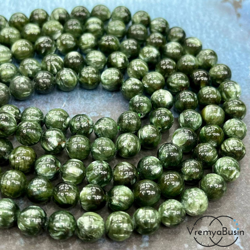 Серафинит натур., шарик гладкий, 8 мм (1/2 нити, ок. 24 шт.)