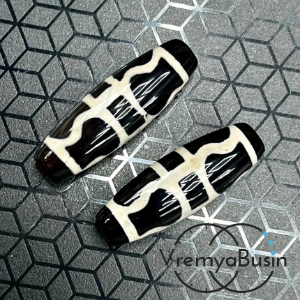 Бусина Дзи из агата «Ваджра», 30х10 мм (1 шт.)