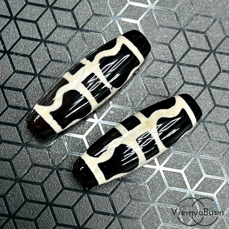 Бусина Дзи из агата «Ваджра», 30х10 мм (1 шт.)