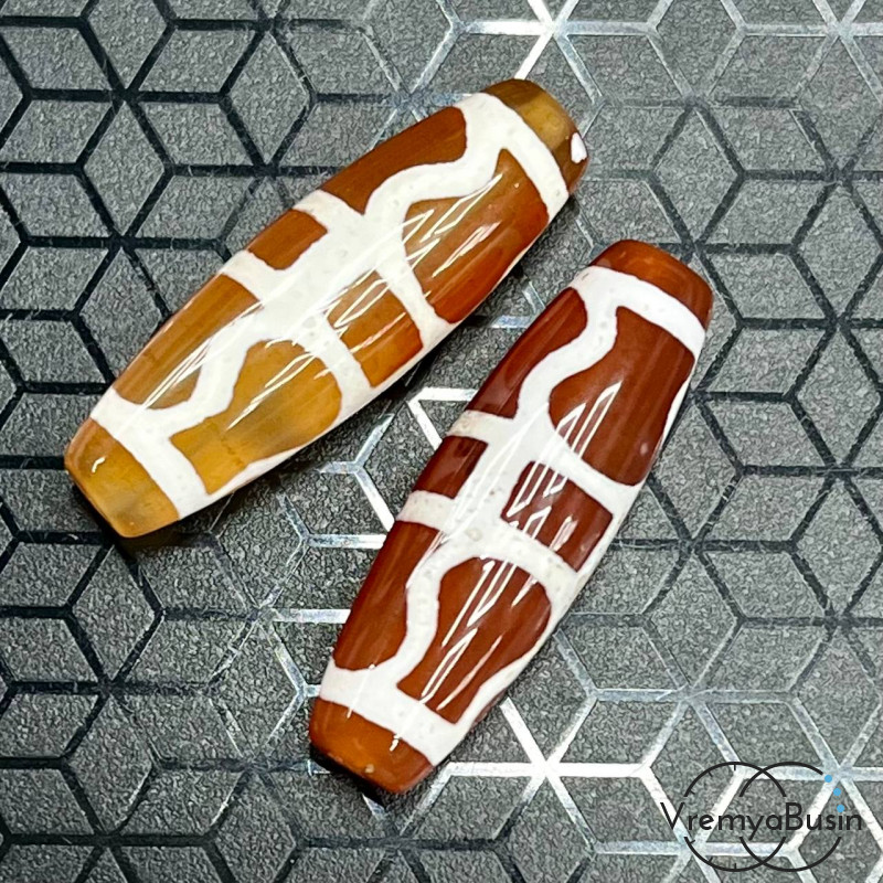 Бусина Дзи из сердолика “Ваджра», 30х10 мм (1 шт.)