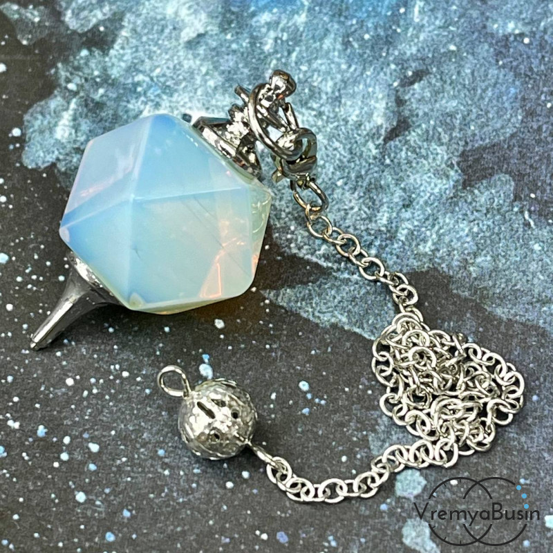 Лунный камень имит. Кулон из камня «Маятник с цепочкой», ок. 38х16 мм (1 шт.)