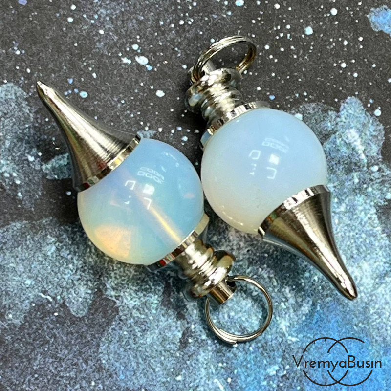 Лунный камень имит. Кулон из камня «Маятник с шаром», ок. 40х18 мм (1 шт.)