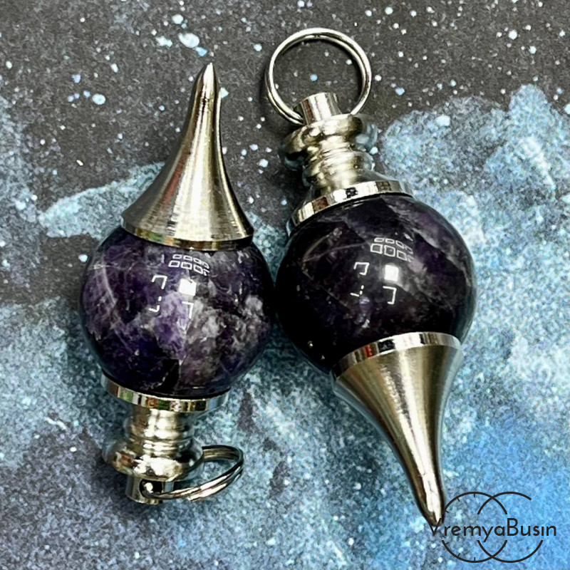Аметист. Кулон из камня «Маятник с шаром», ок. 40х18 мм (1 шт.)