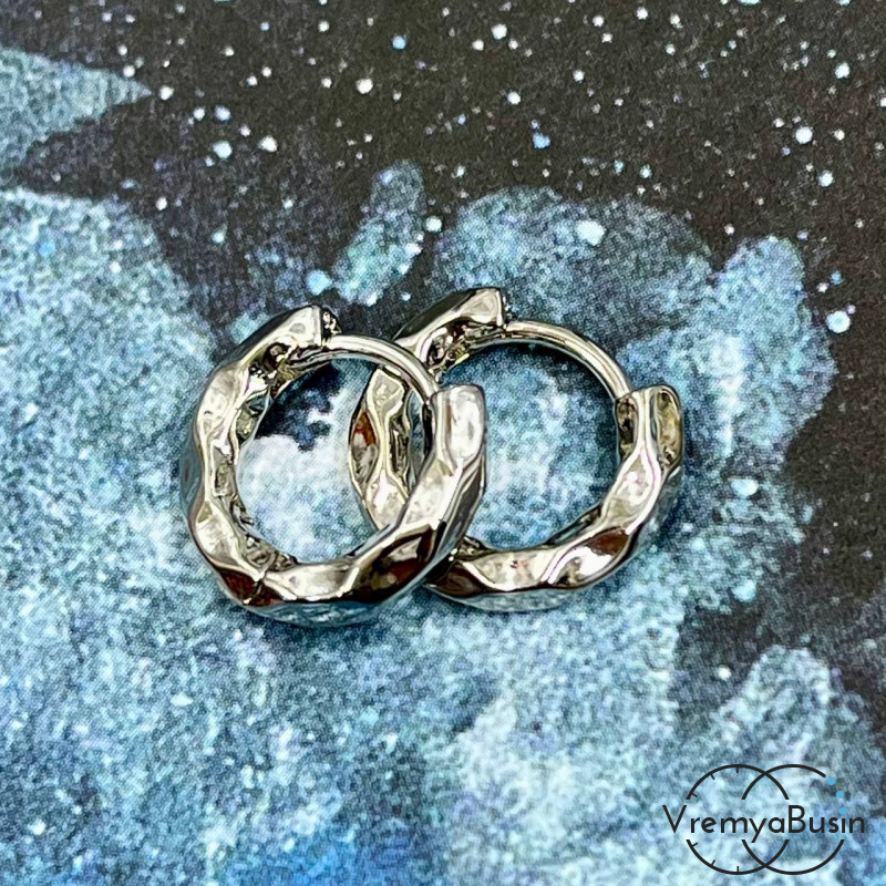 Швензы конго, 14 мм,  из латуни с родиевым покрытием (1 пара)